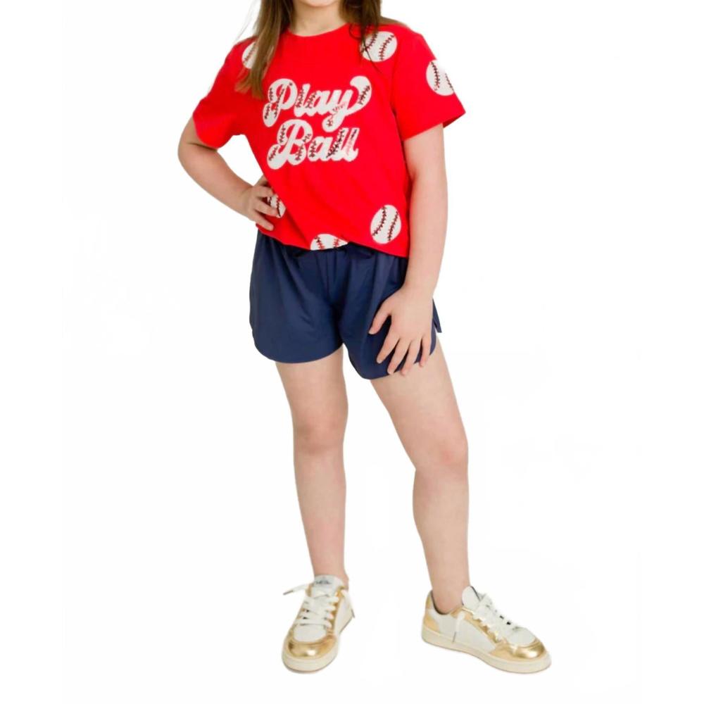 NEW BELLE CHER kid's red play ball sequin shirt in red